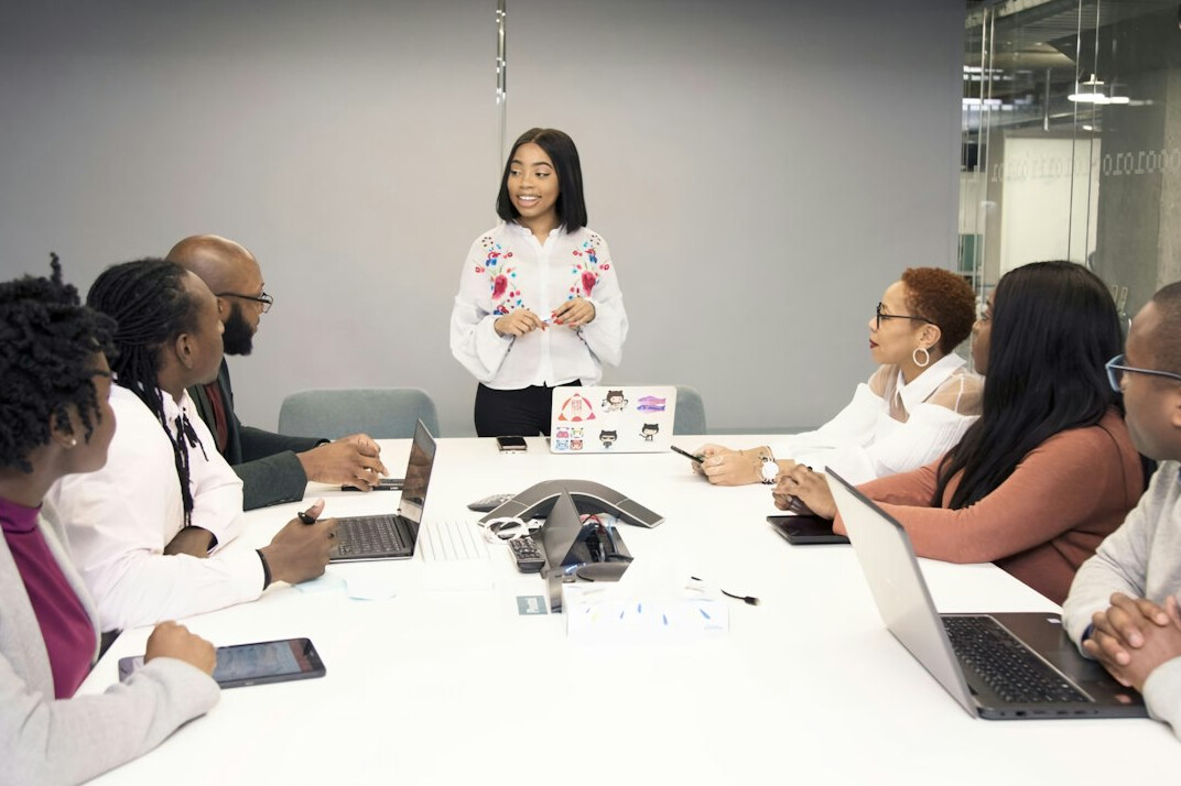 woman leading business workshop